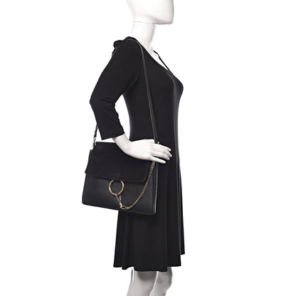 Chloe Suede Calfskin Medium Faye Shoulder Bag Black 2 of 14