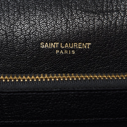 Saint Laurent Sheepskin Matelasse Chevron Monogram Large College Satchel Black 7 of 12