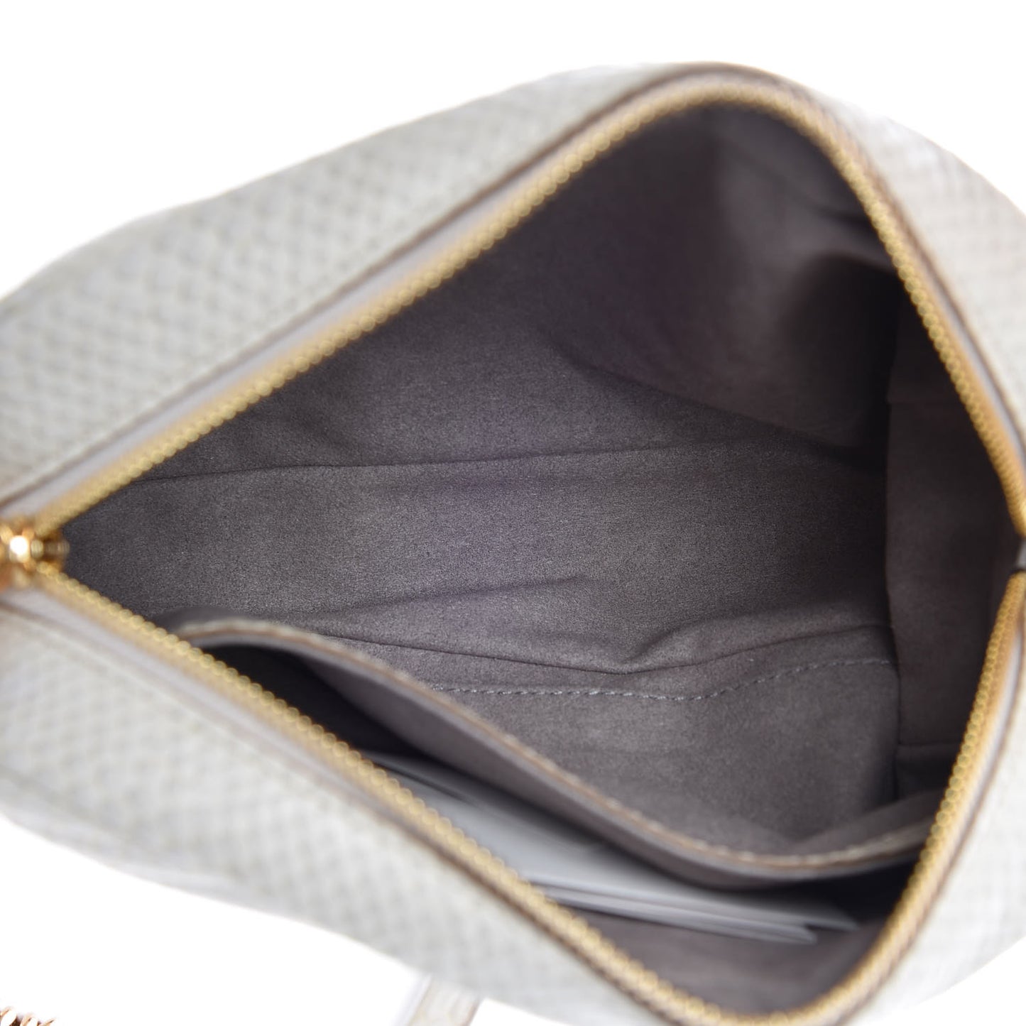 Snakeskin Effect Star Patch Shoulder Bag Ivory