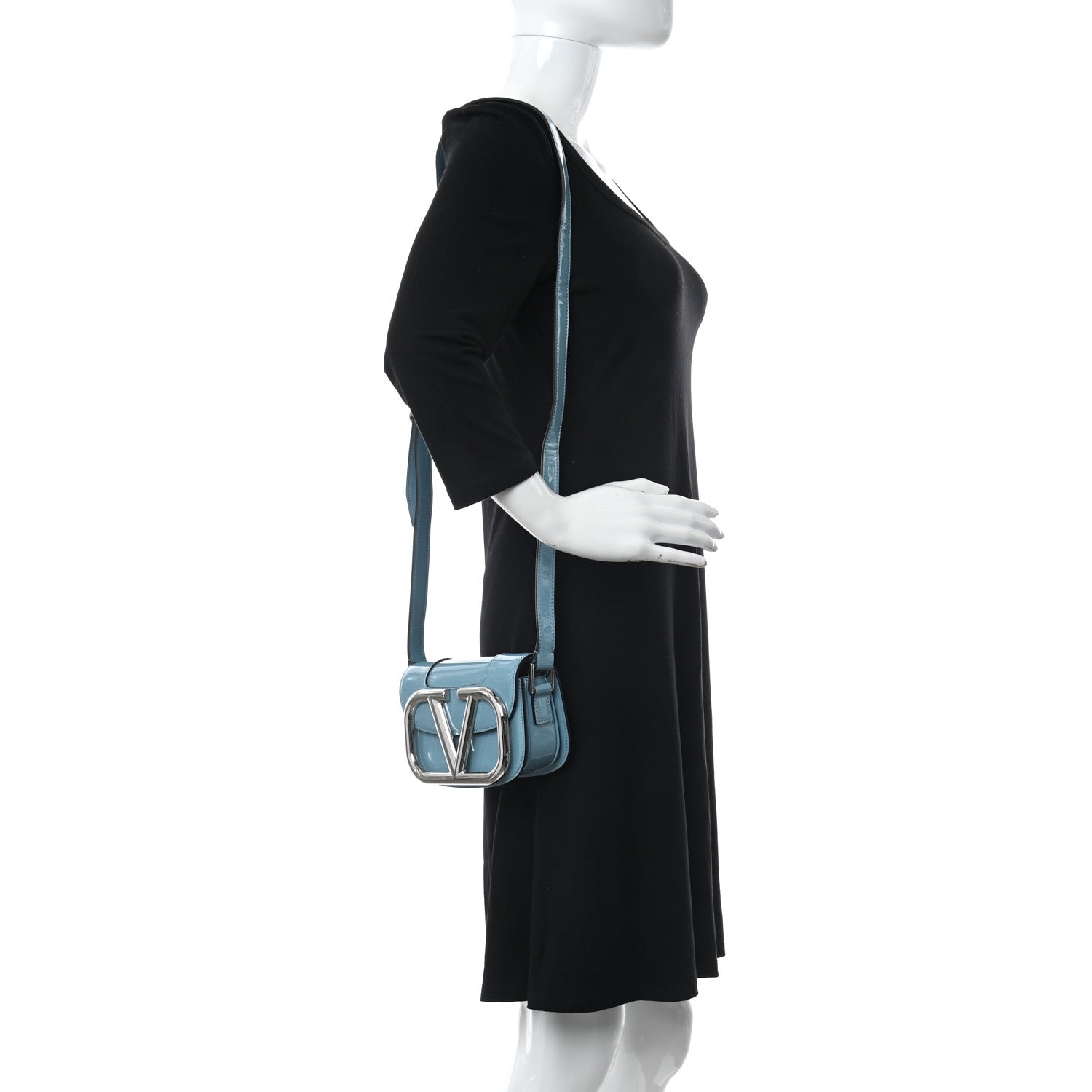 Valentino Garavani Patent Small Supervee Crossbody Bag Atlantique 2 of 9