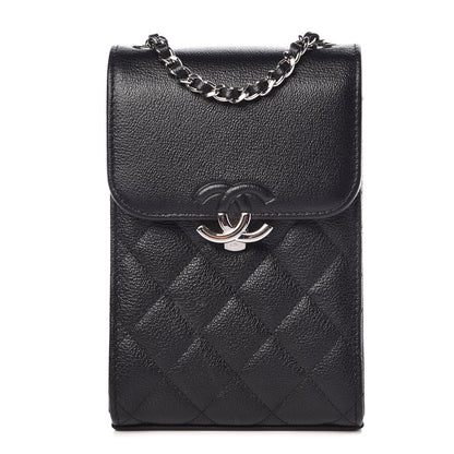 Chanel Grained Calfskin Quilted CC Box Clutch With Chain Black 1 of 11