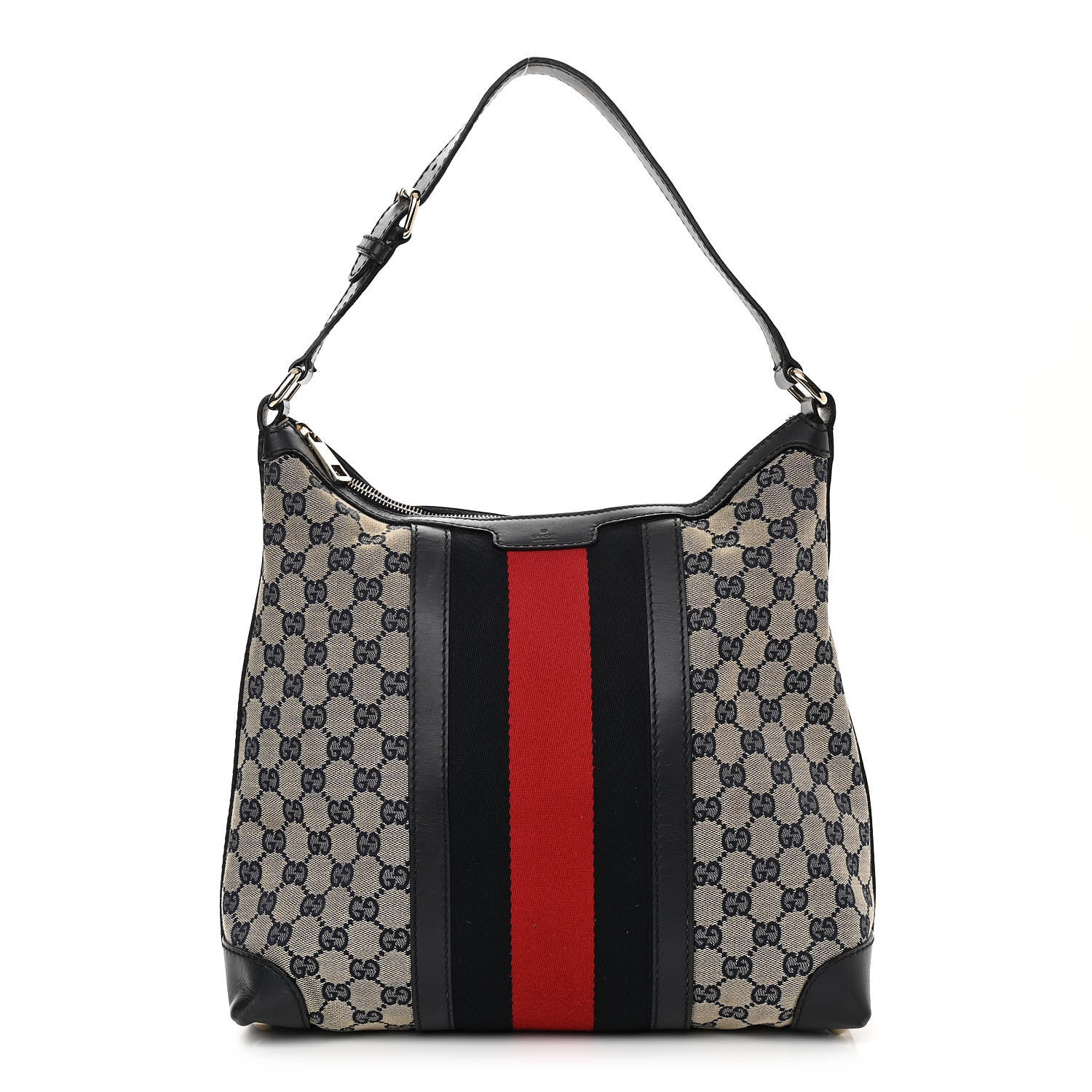 Gucci Monogram Vintage Web Medium Hobo Navy 1 of 21