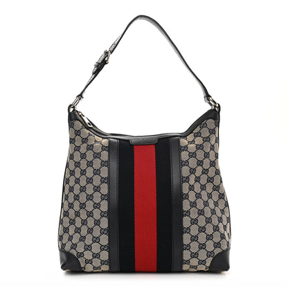 Gucci Monogram Vintage Web Medium Hobo Navy 1 of 21