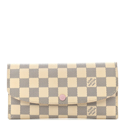 Louis Vuitton Damier Azur Emilie Wallet Rose Ballerine 1 of 10