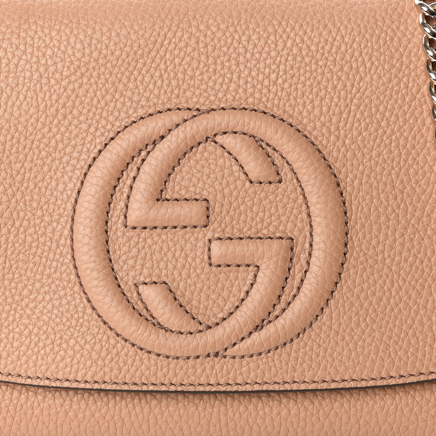 Pebbled Calfskin Medium Soho Flap Crossbody Camelia