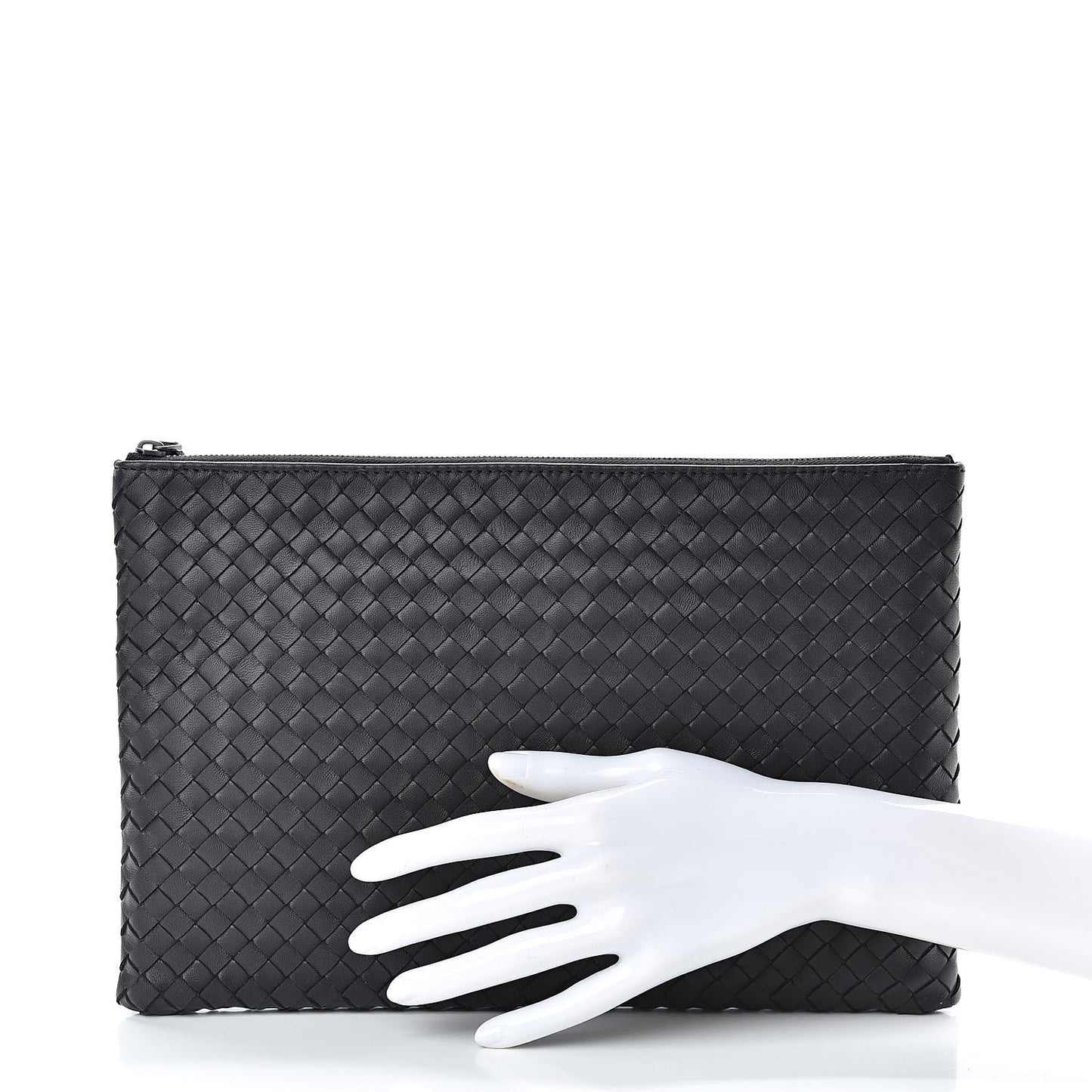 Nappa Intrecciato Zip Pouch Black