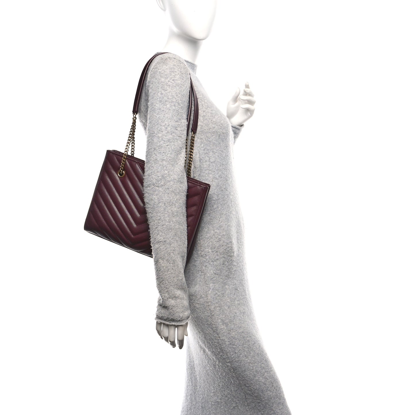 Grain de Poudre Matelasse Chevron Small Tribeca Shopping Bag Rouge Legoin