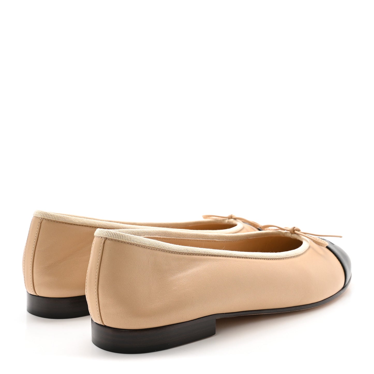 Lambskin Cap Toe CC Ballerina Flats 38.5 Beige Black