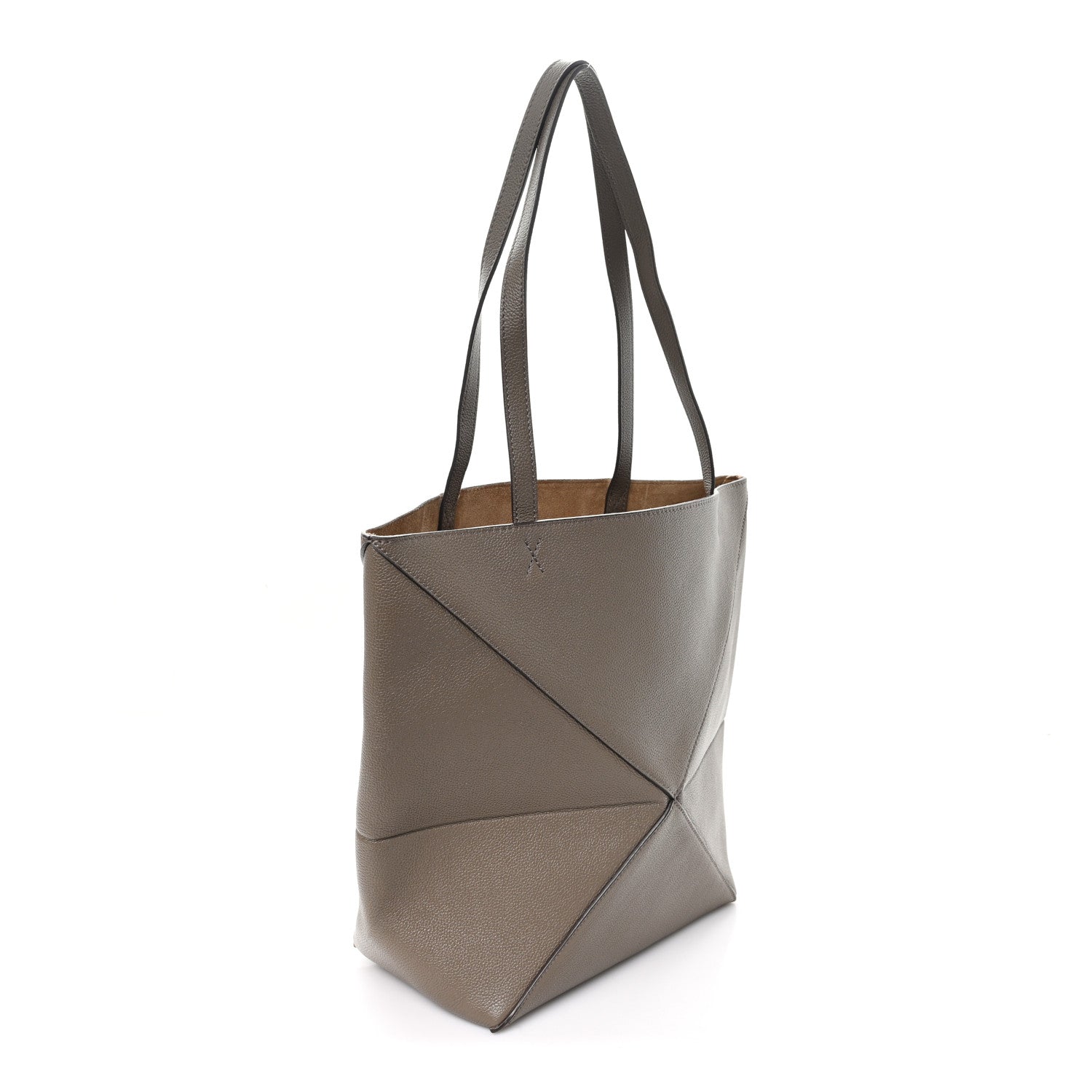 Loewe Shiny Calfskin Medium Puzzle Fold Tote Sand 3 of 9