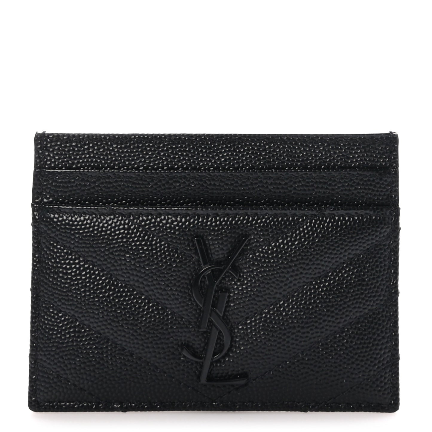 Grain De Poudre Matelasse Chevron Monochrome Monogram Credit Card Case Black