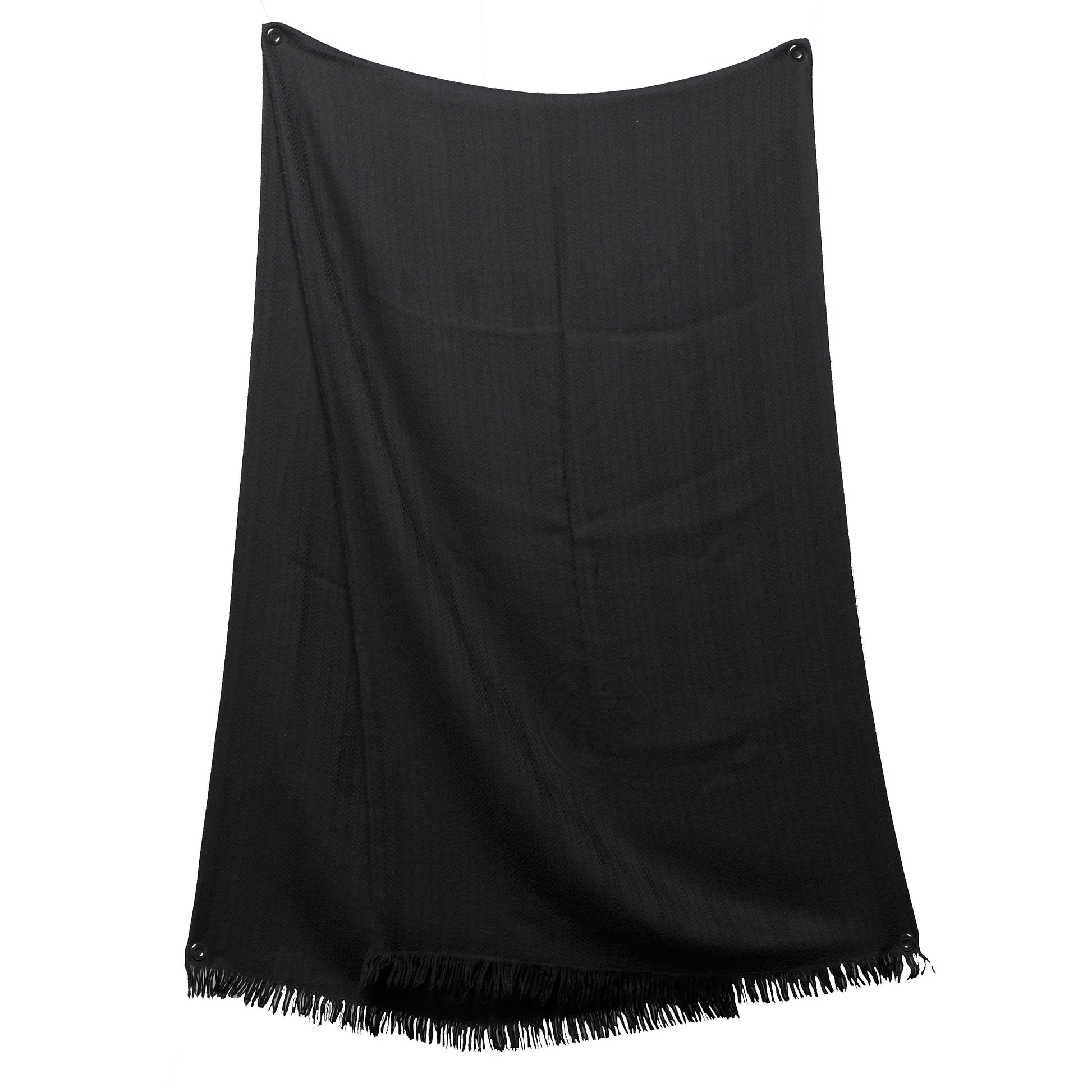 Hermes Cashmere Silk Caleche Logo Stole Scarf Black 2 of 3