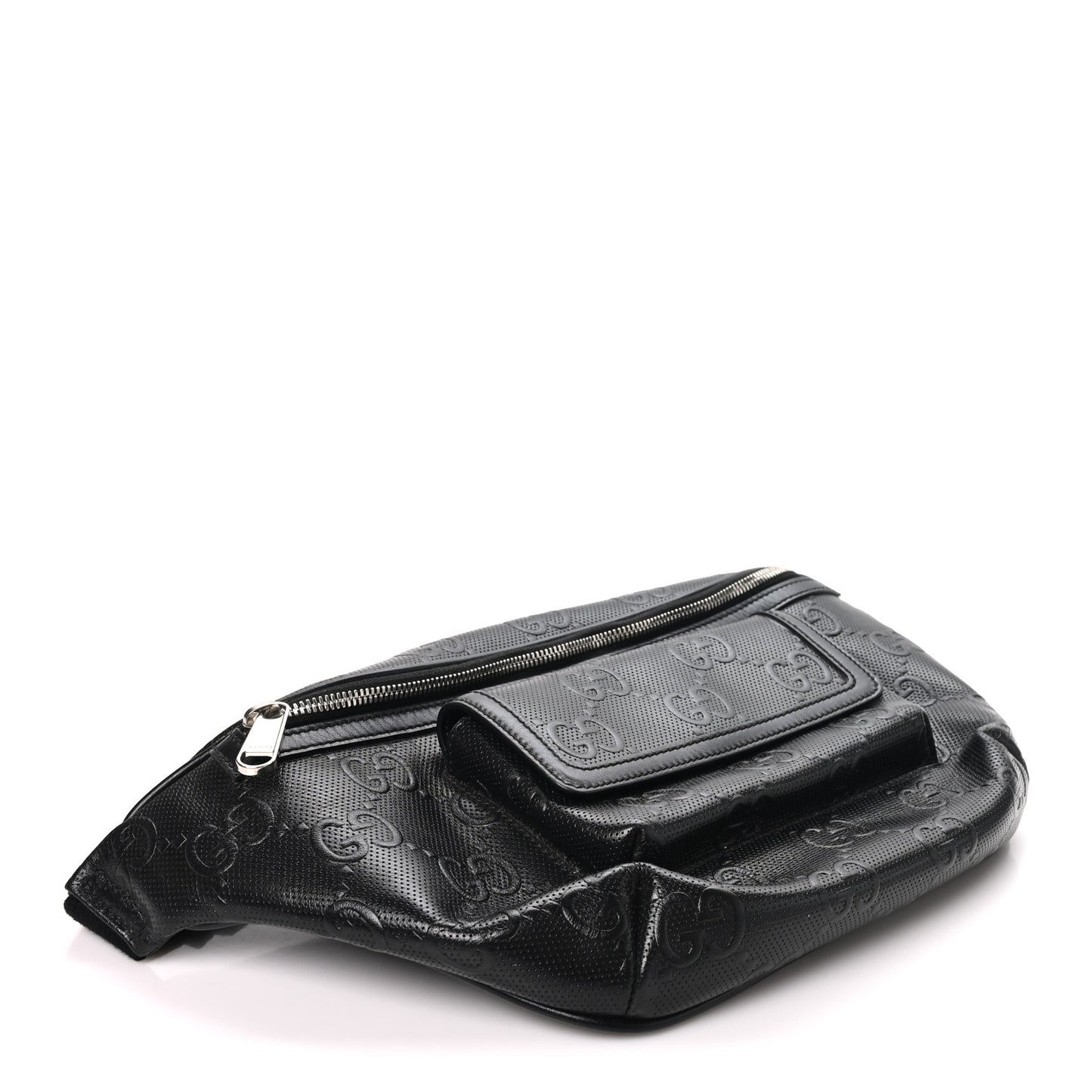 Calfskin GG Tennis Embossed Pocket Belt Bag Black