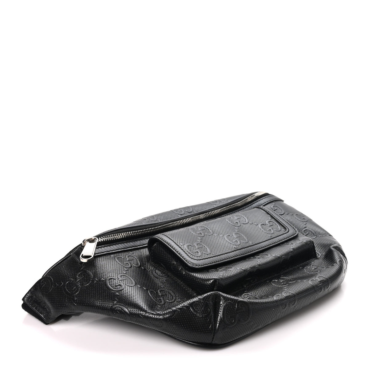 Calfskin GG Tennis Embossed Pocket Belt Bag Black