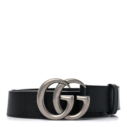 Gucci Textured Dollar Calfskin Nickel Double G 40mm Belt 90 36 Black 1 of 6