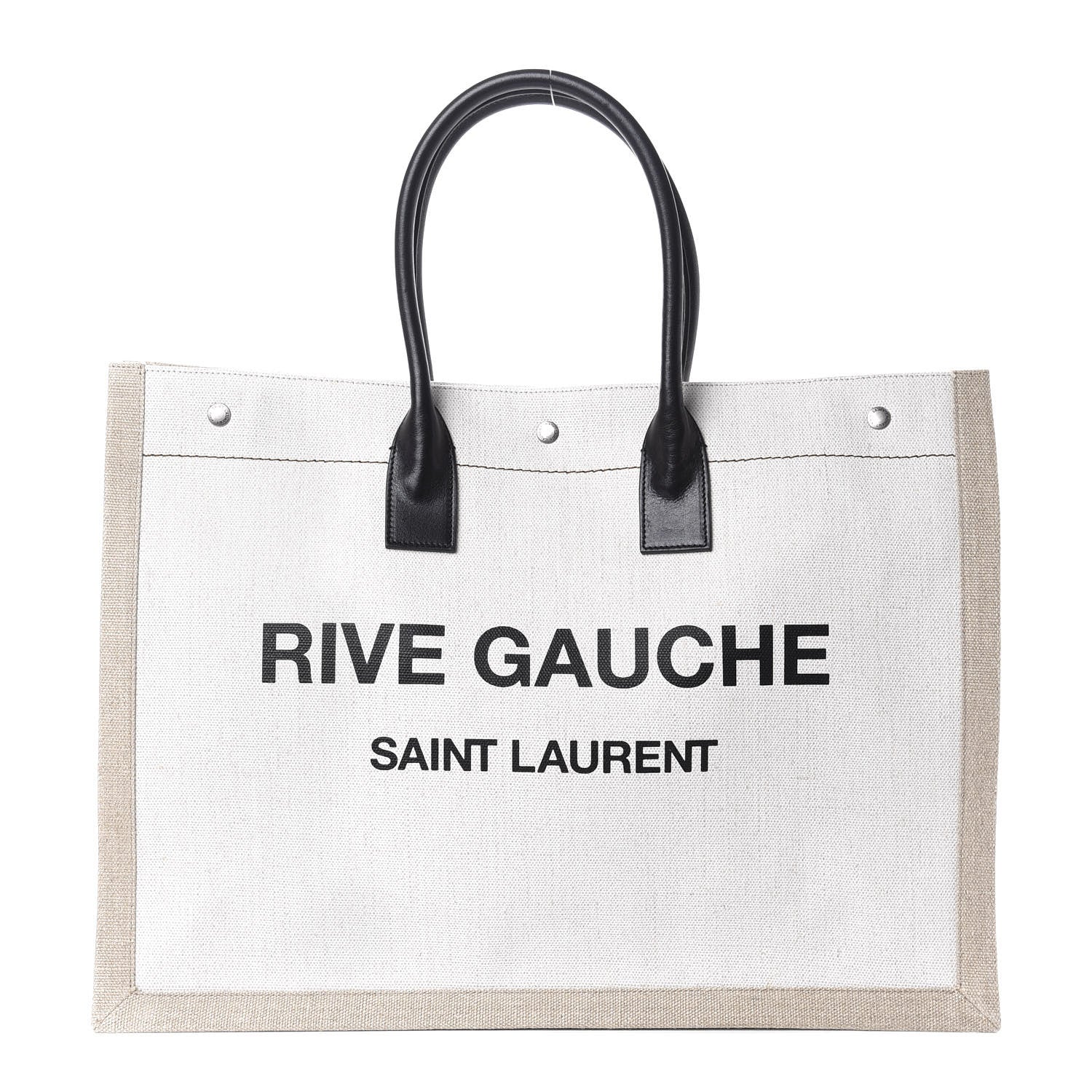 Saint Laurent Linen Calfskin Rive Gauche Tote Optic White 1 of 9