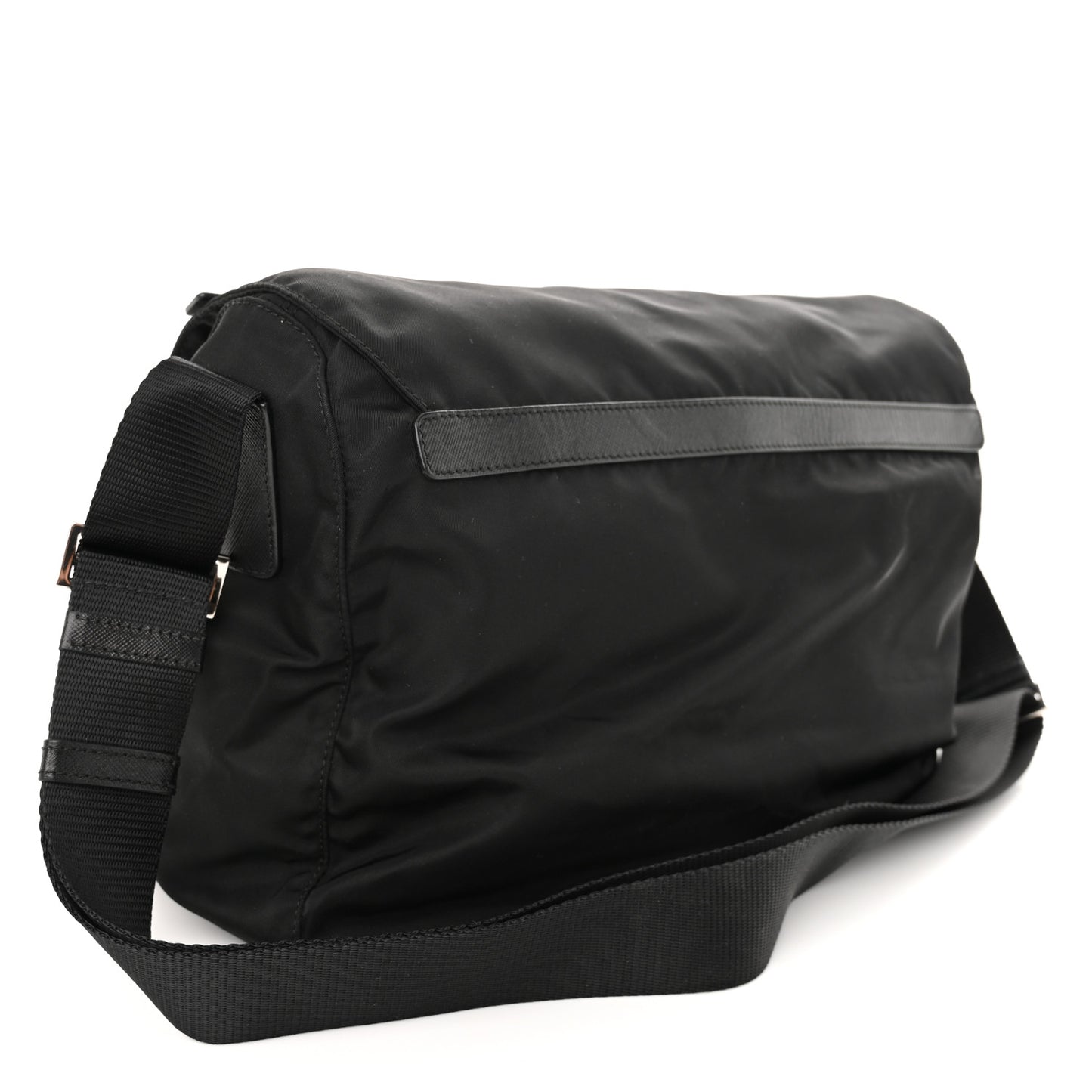 Tessuto Nylon Saffiano Vela Messenger Bag Black