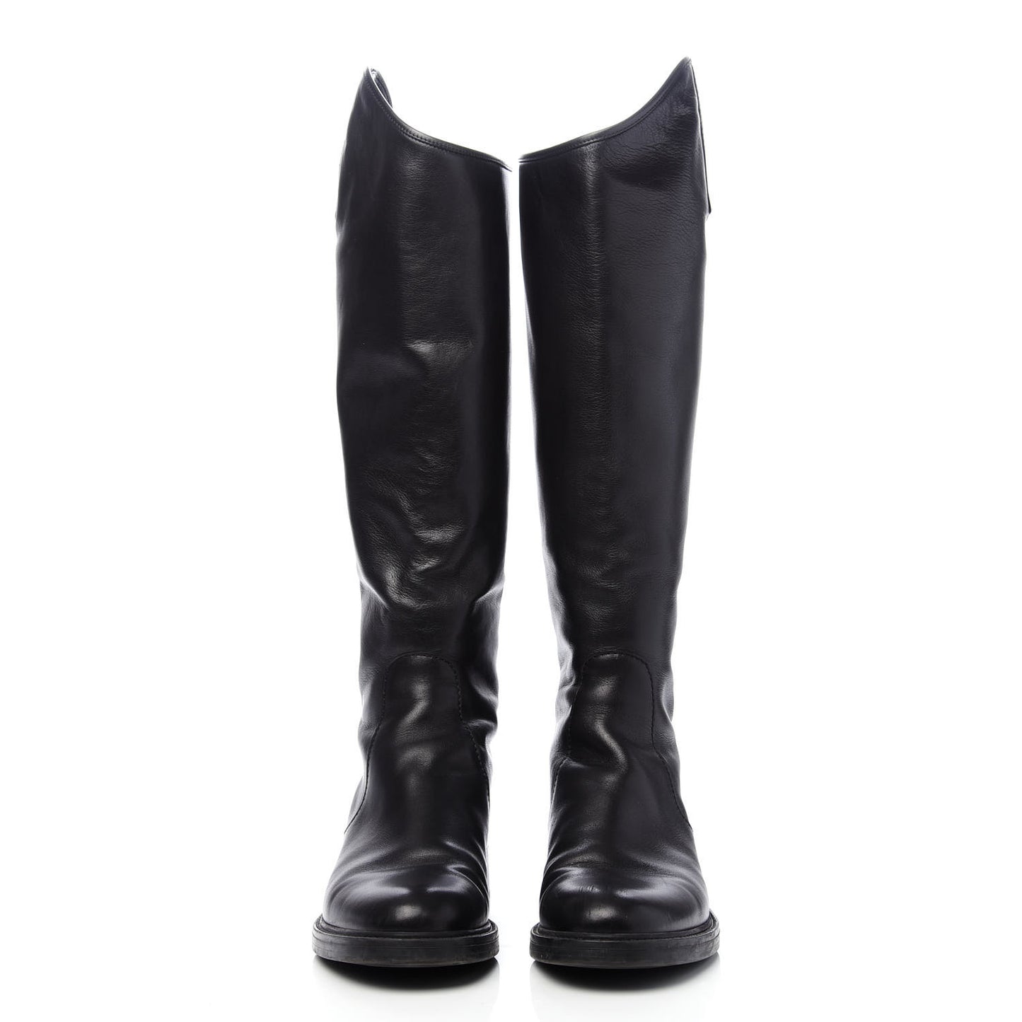 Calfskin Maud Knee High Riding Boots 38 Black