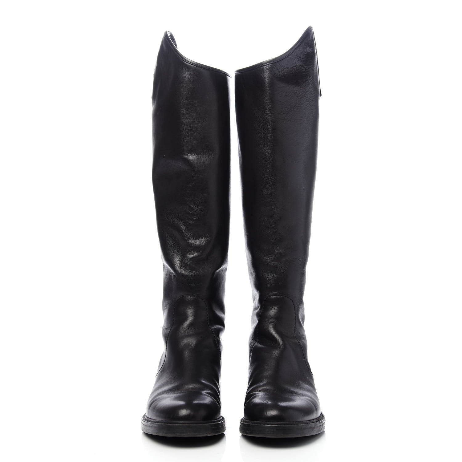 Gucci Calfskin Maud Knee High Riding Boots 38 Black 2 of 9