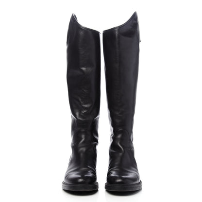 Gucci Calfskin Maud Knee High Riding Boots 38 Black 2 of 9