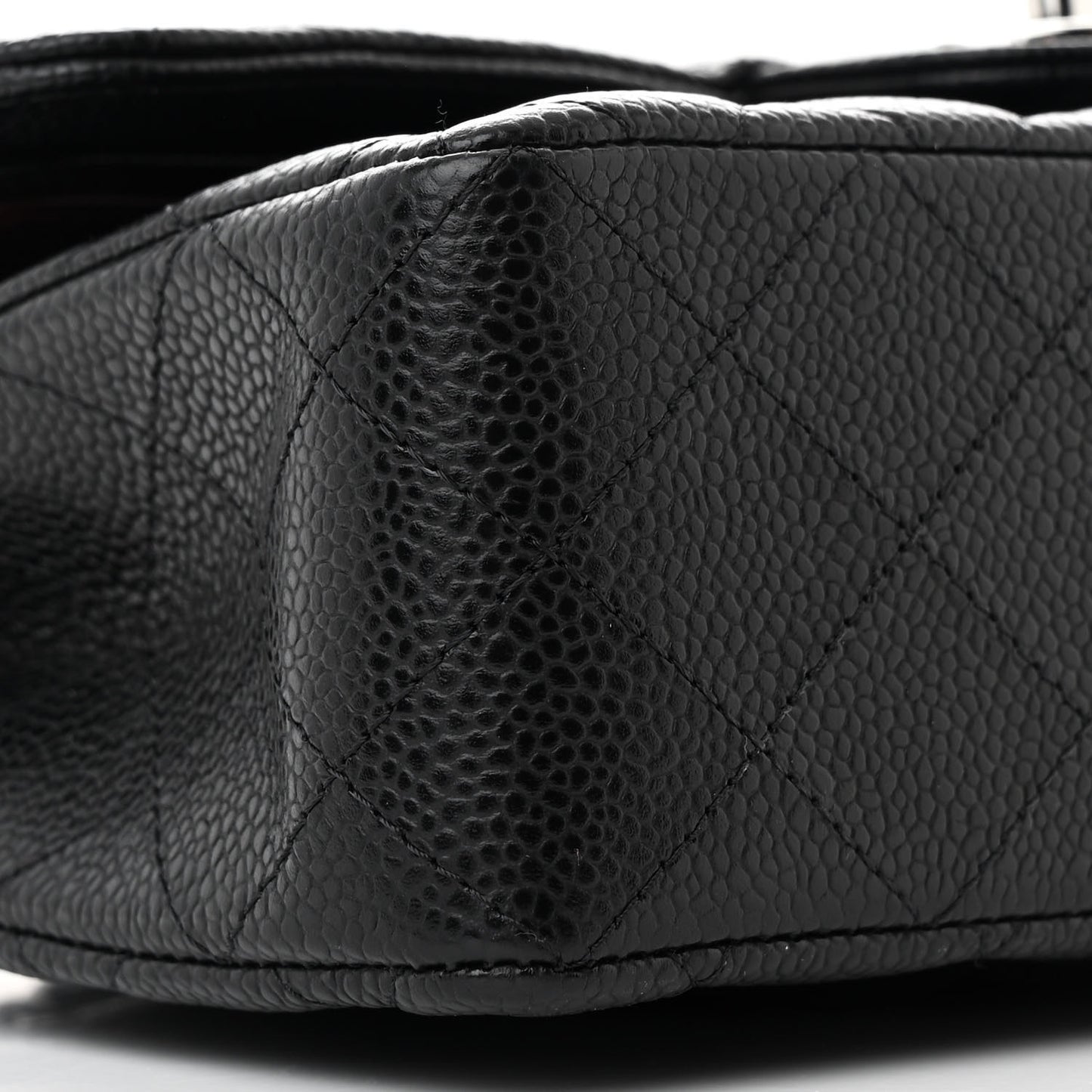 Caviar Quilted Small Double Flap Black