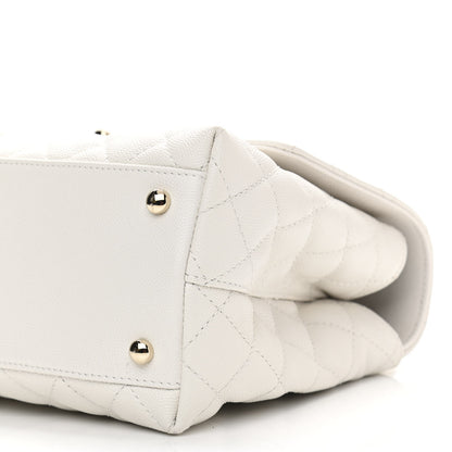 Chanel Caviar Quilted Small Coco Handle Flap White 10 of 11
