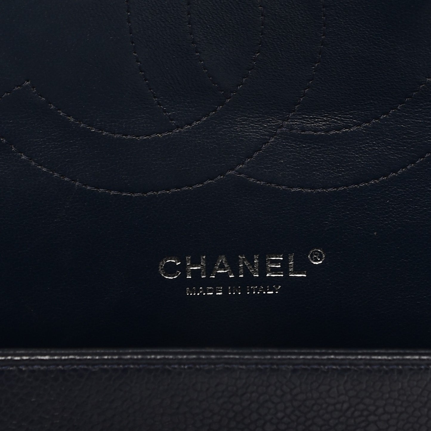 Caviar Quilted Jumbo Double Flap Navy Blue