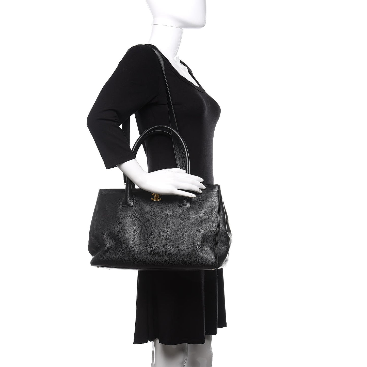 Calfskin Cerf Shopper Tote Black