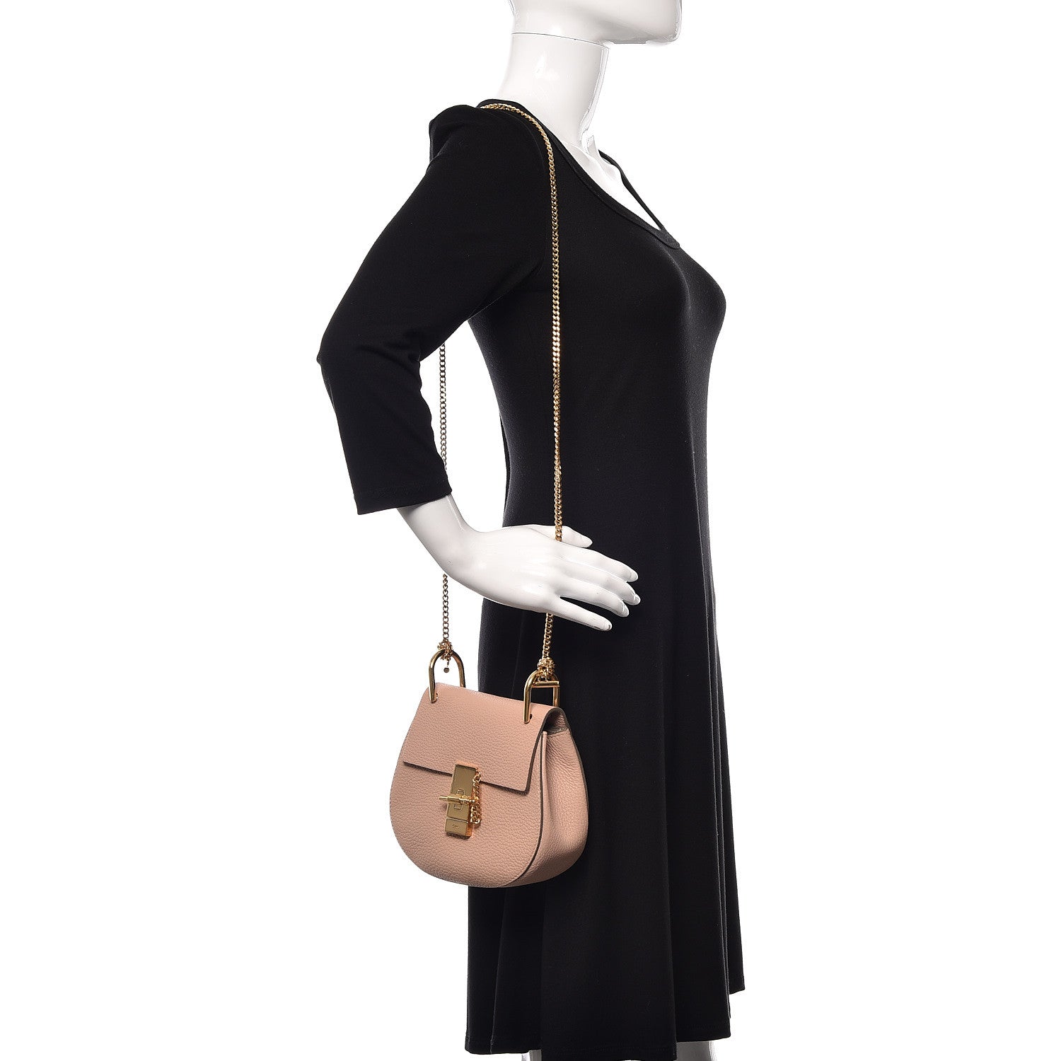 Chloe Grained Lambskin Mini Drew Shoulder Bag Cement Pink 2 of 8