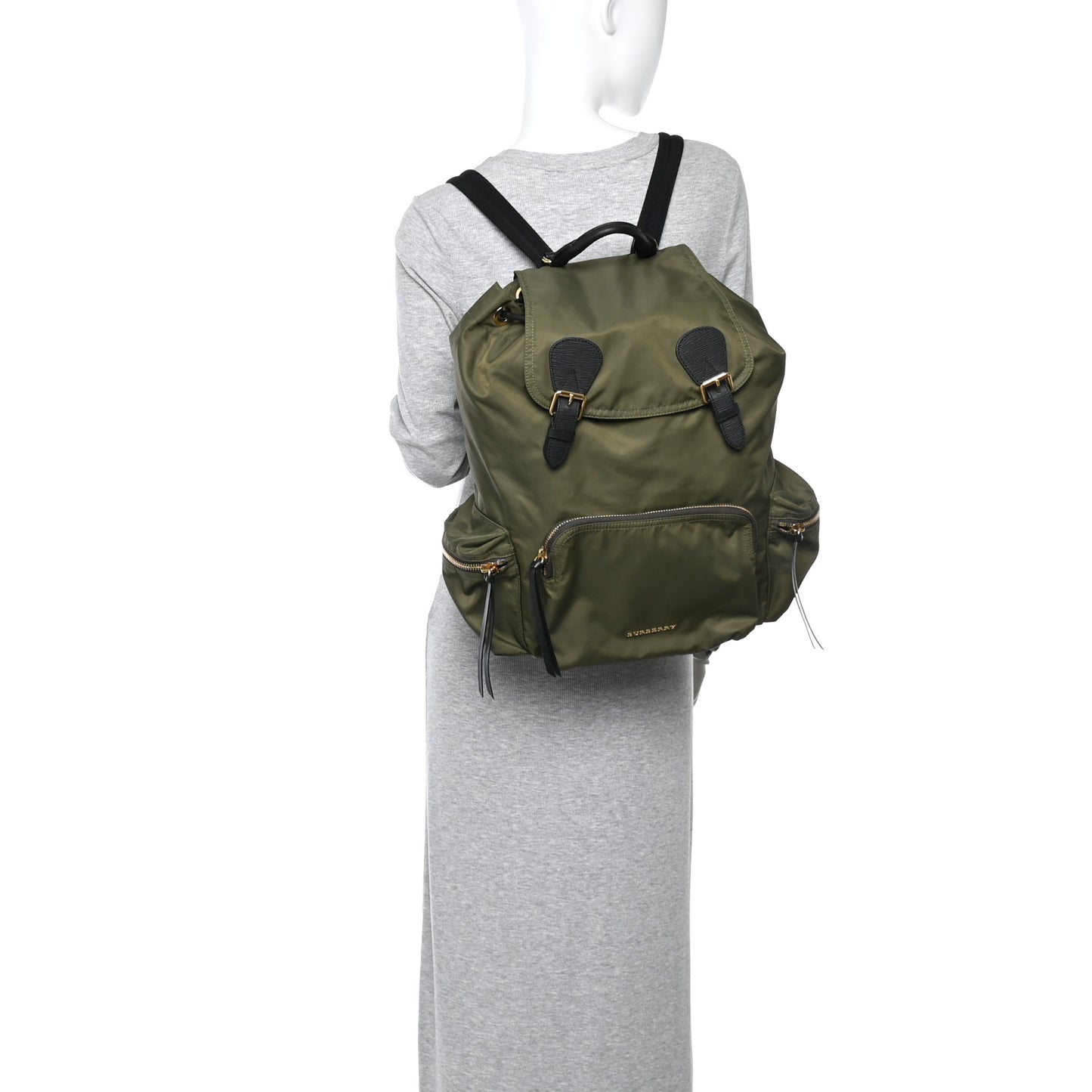 Nylon Large Rucksack Backpack  Canvas Green