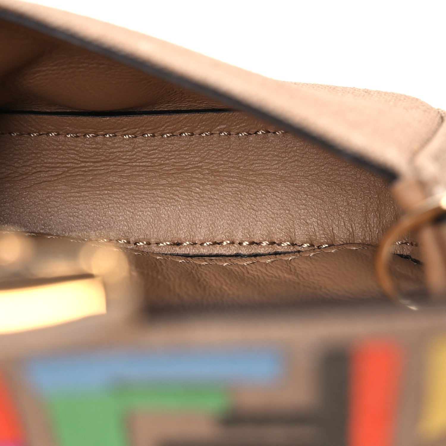 Fendi Canvas Vitello King FF Multicolor Embroidered Nano Baguette Charm Multicolor Cuoio 4 of 12