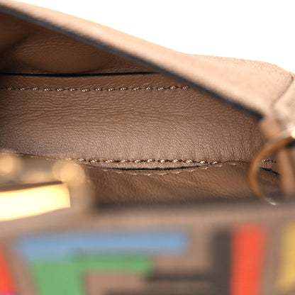 Fendi Canvas Vitello King FF Multicolor Embroidered Nano Baguette Charm Multicolor Cuoio 4 of 12