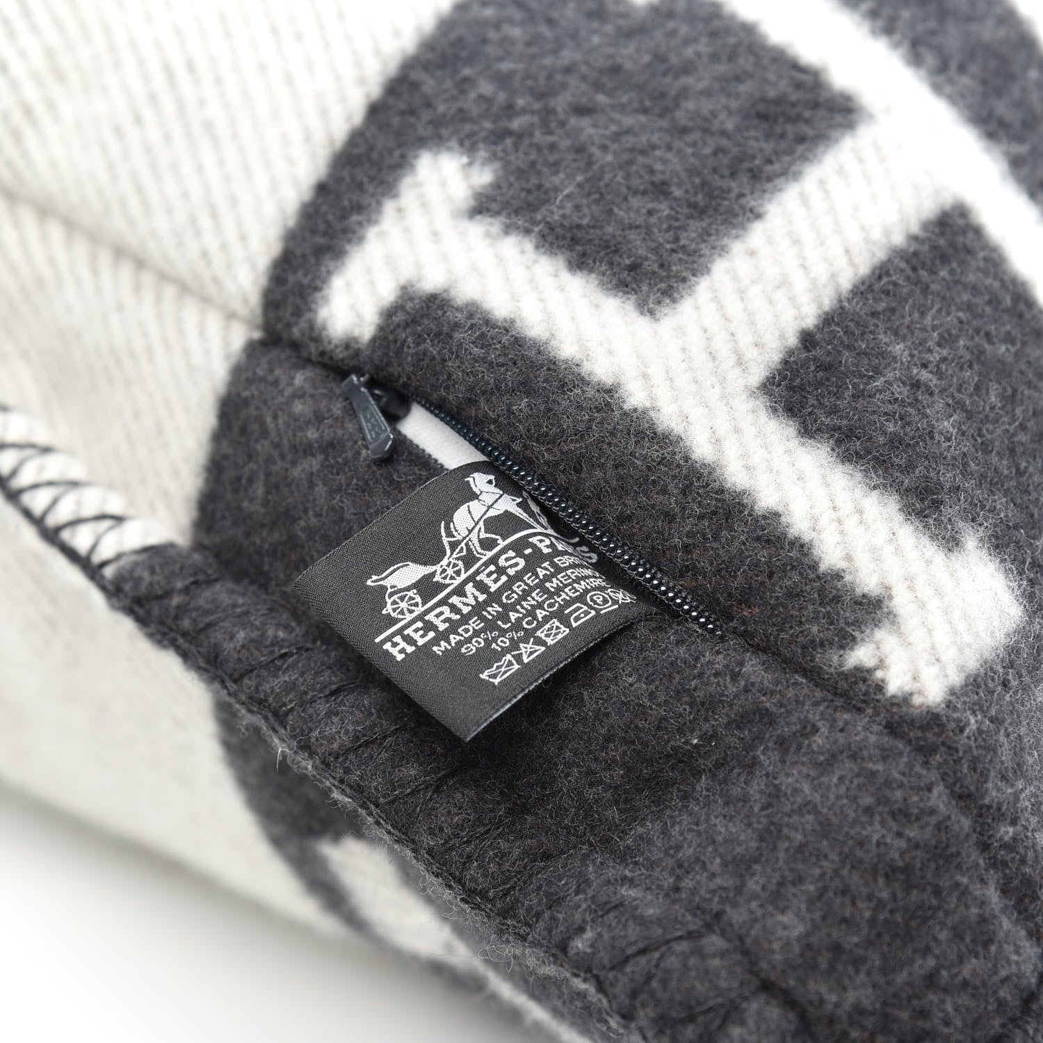 Hermes Wool Cashmere Avalon Pillow PM Ecru Gris Fonce 3 of 3