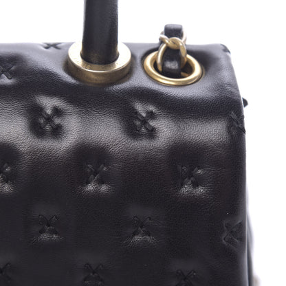 Chanel Lambskin Cross Stitch Mini Coco Handle Flap Dark Black 11 of 14