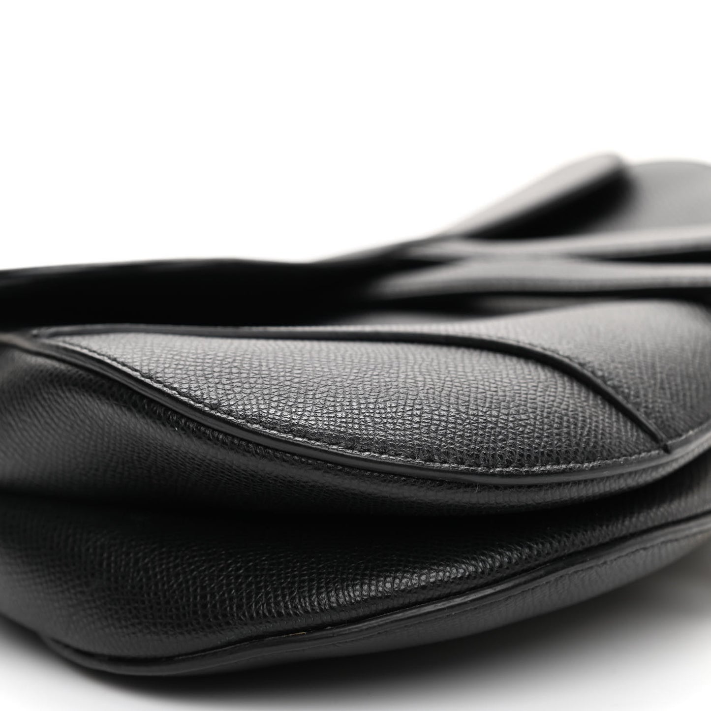 Grained Calfskin Saddle Bag Black