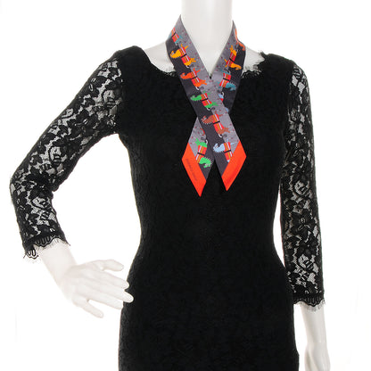 Hermes Silk Rocabar Twilly Gris Orange Vert 2 of 4