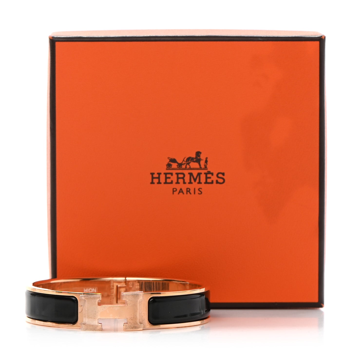 Enamel Narrow Clic Clac H Bracelet PM Black