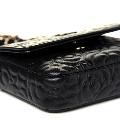 Chanel Lambskin Camellia Embossed Chain Belt Bag Black 9 of 11