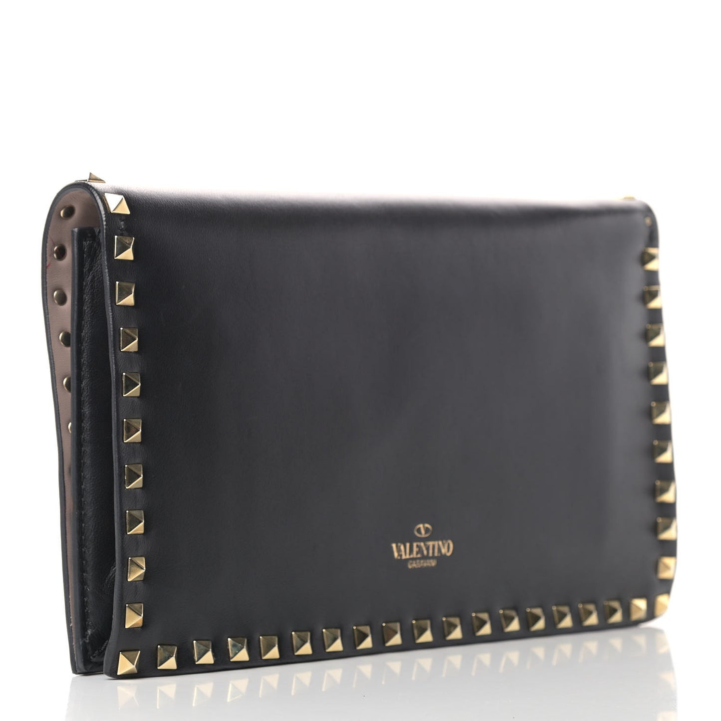 Nappa Rockstud Wristlet Clutch Black