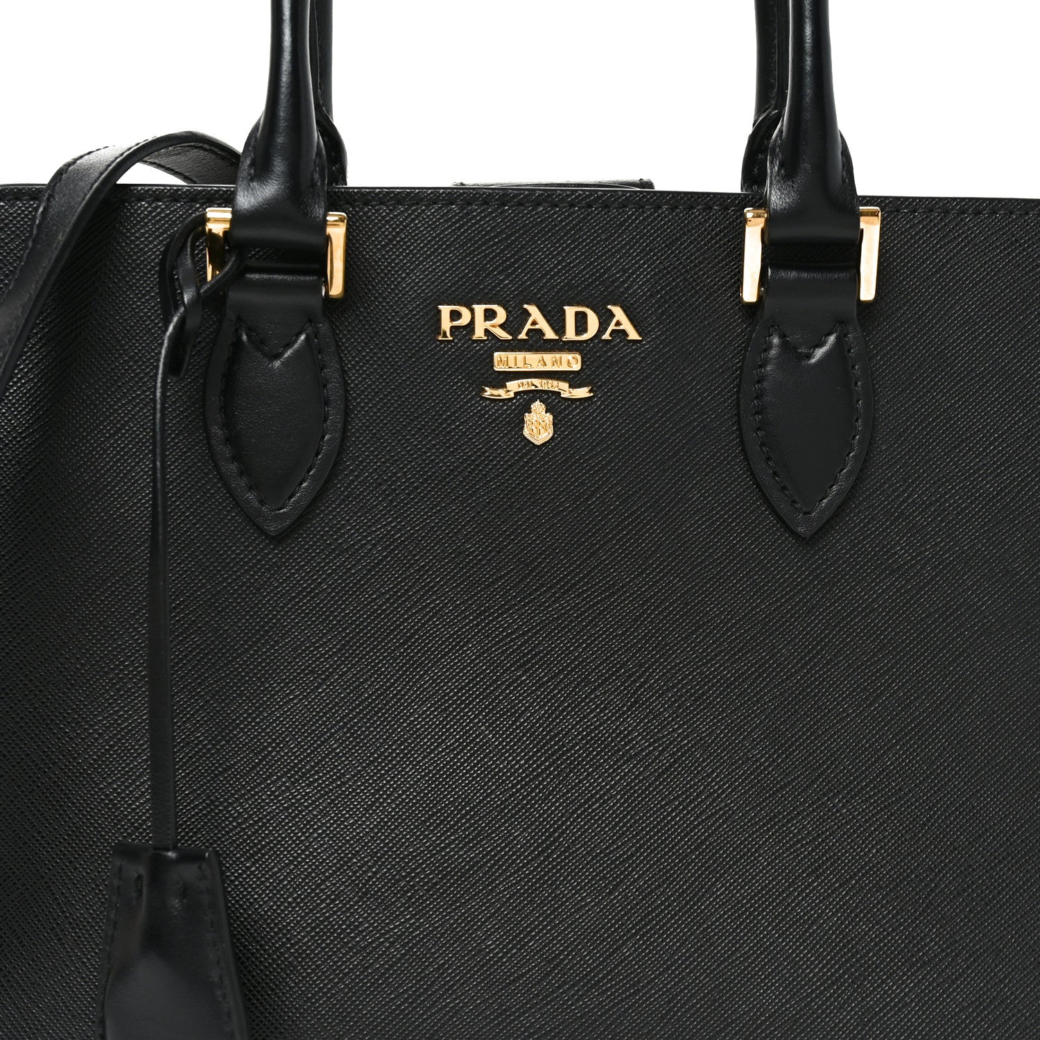 Prada Saffiano Soft Calfskin Small Zippered Tote Black 7 of 9