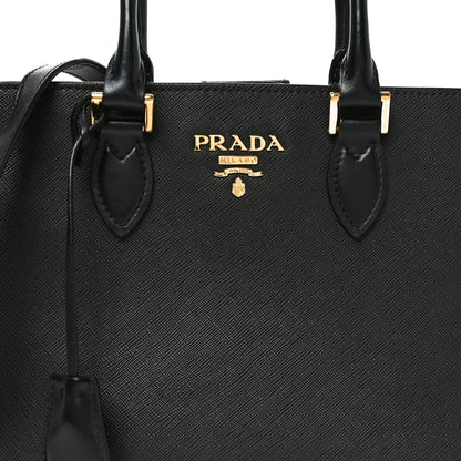 Prada Saffiano Soft Calfskin Small Zippered Tote Black 7 of 9