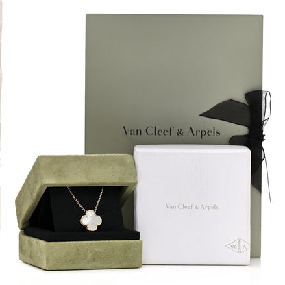 Van Cleef & Arpels 18K Yellow Gold Mother of Pearl Vintage Alhambra Pendant Necklace 5 of 5