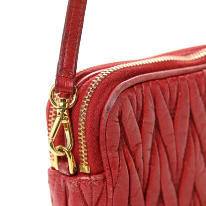 Miu Miu Nappa Matelasse Double Zip Pochette Clutch Rosso 12 of 13