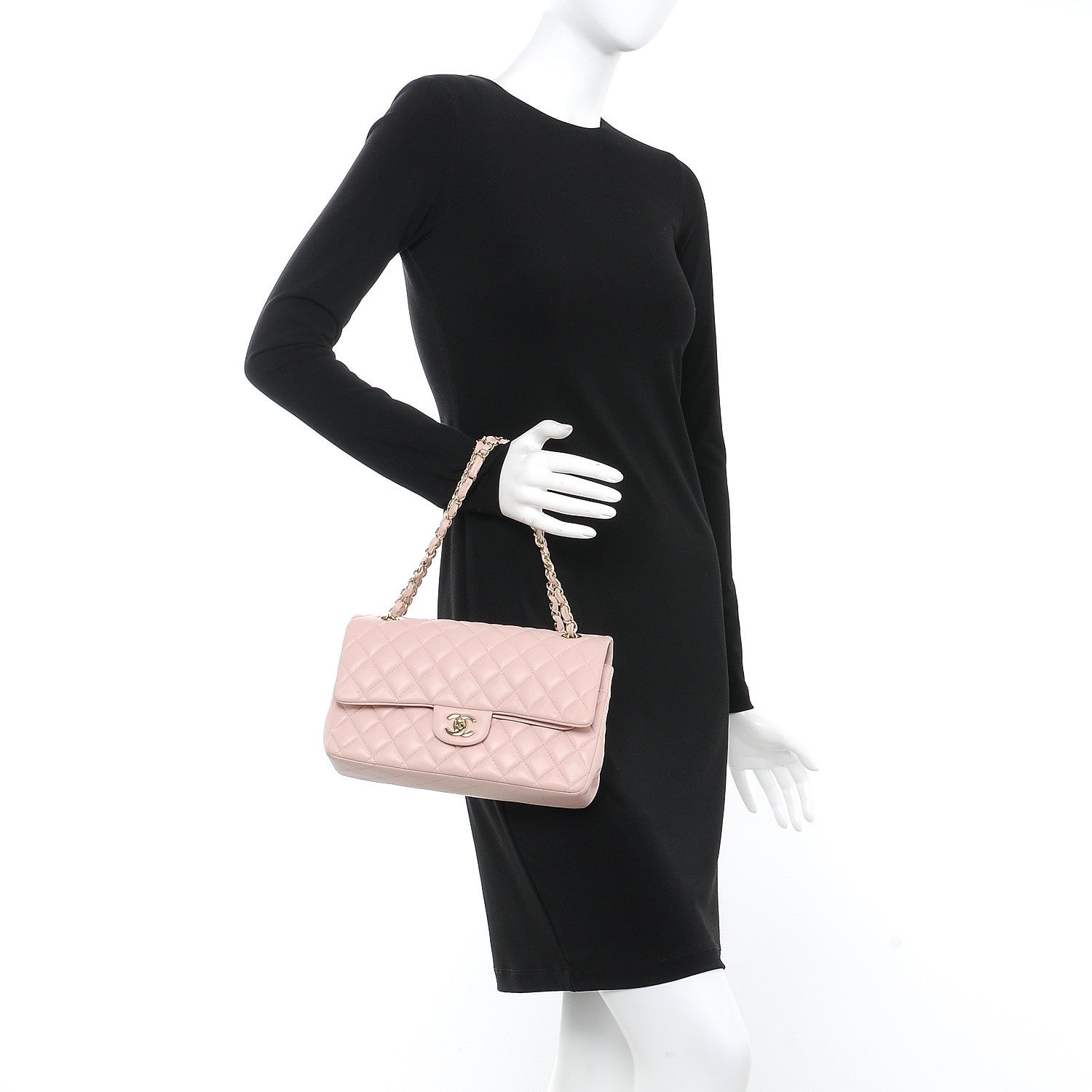 Chanel Lambskin Quilted Medium Double Flap Light Pink 2 of 8