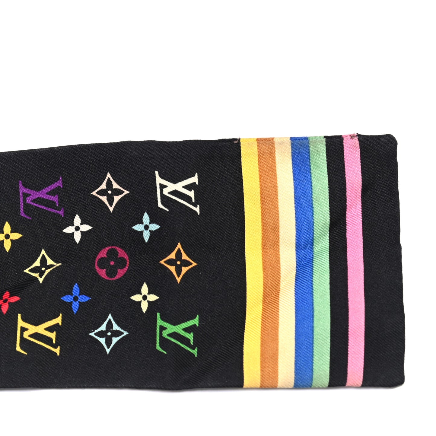 Silk Monogram Multicolor Bandeau Black