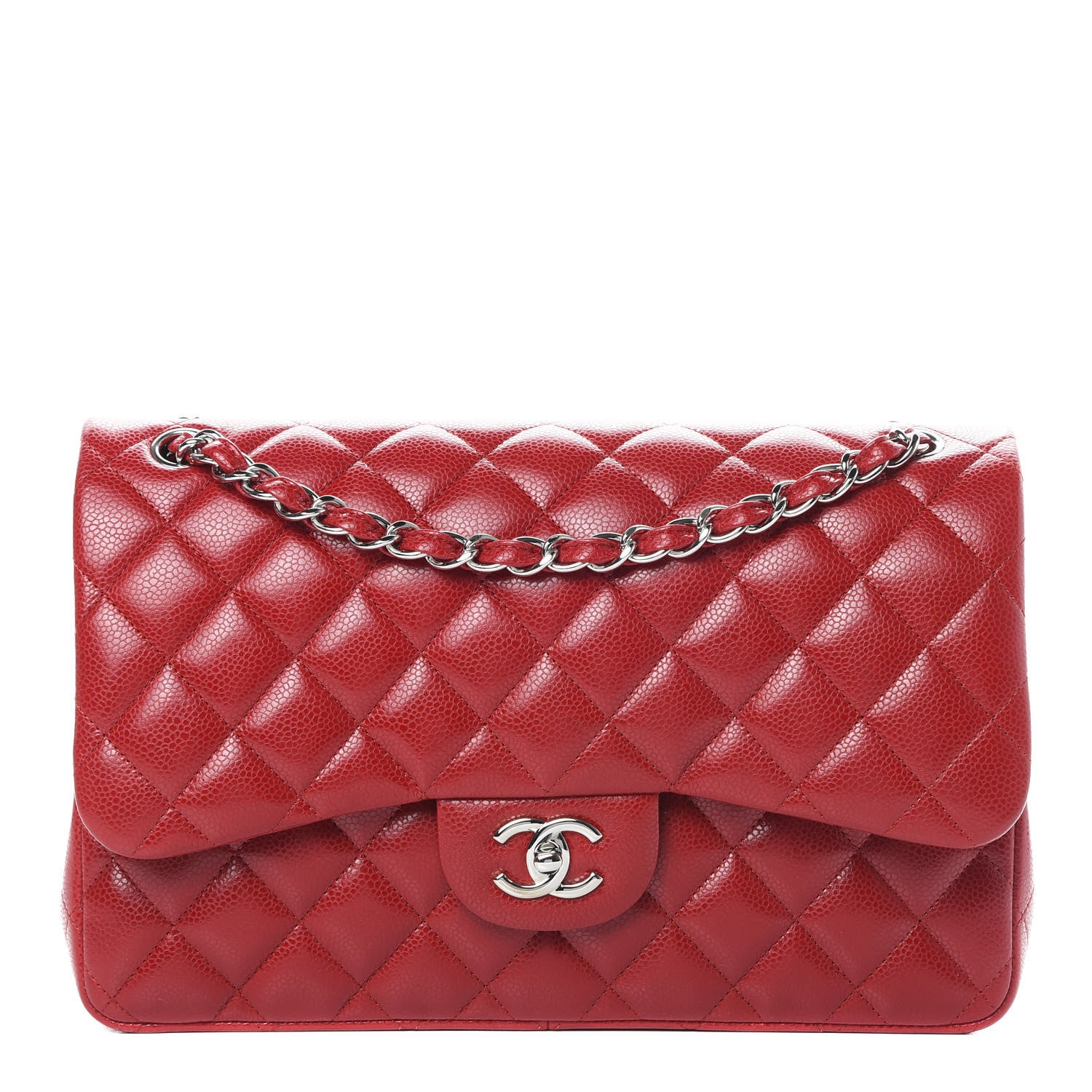 Chanel Caviar Quilted Jumbo Double Flap Red 1 of 13