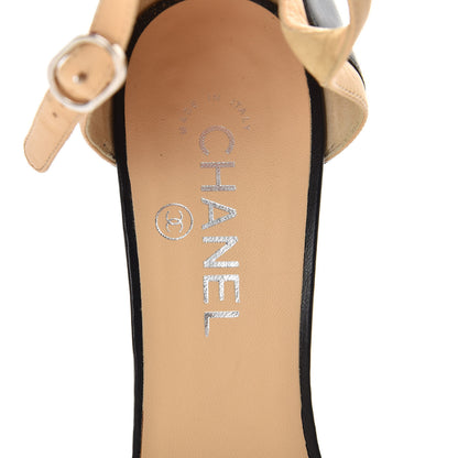 Chanel Lambskin Peep Toe Sandals 41.5 Beige Black 7 of 11
