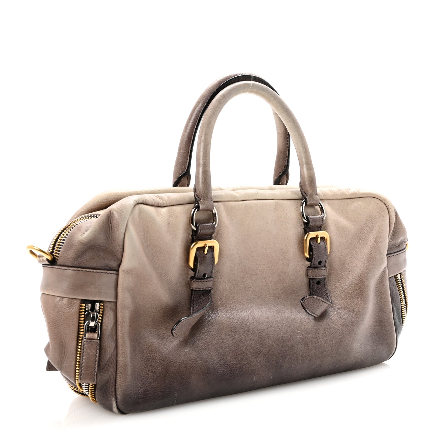 Glace Calfskin Zippers Satchel  Ardesia Fumo
