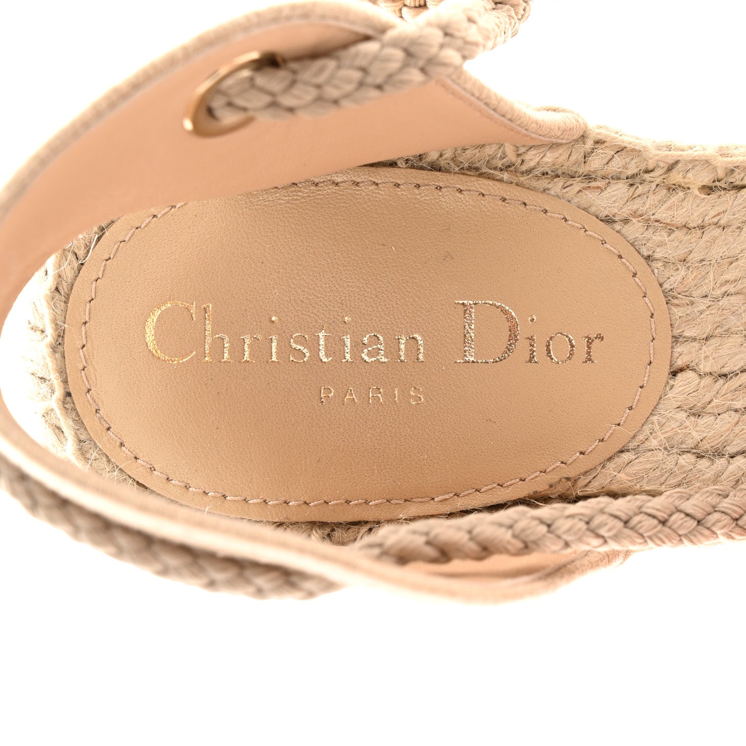 Christian Dior Canvas Embroidered Granville Ankle Tie Espadrille Wedges 40.5 Cream 8 of 9