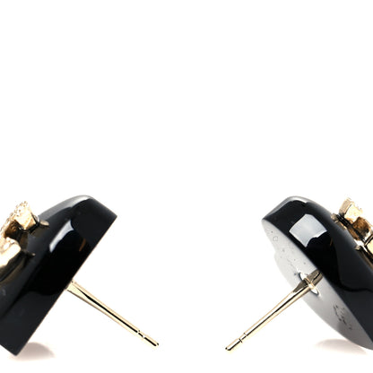 Chanel Resin Crystal CC Heart Earrings Black Gold 3 of 4