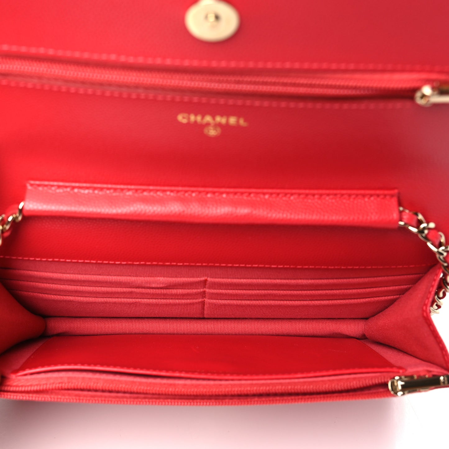 Caviar Quilted Wallet On Chain WOC Red